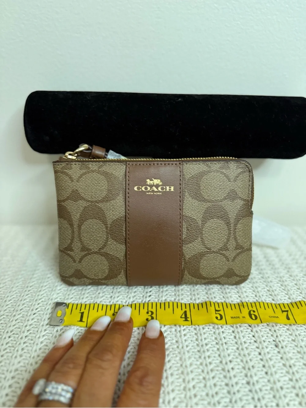 Coach NWT Signature Coated Canvas Wristlet in Brown